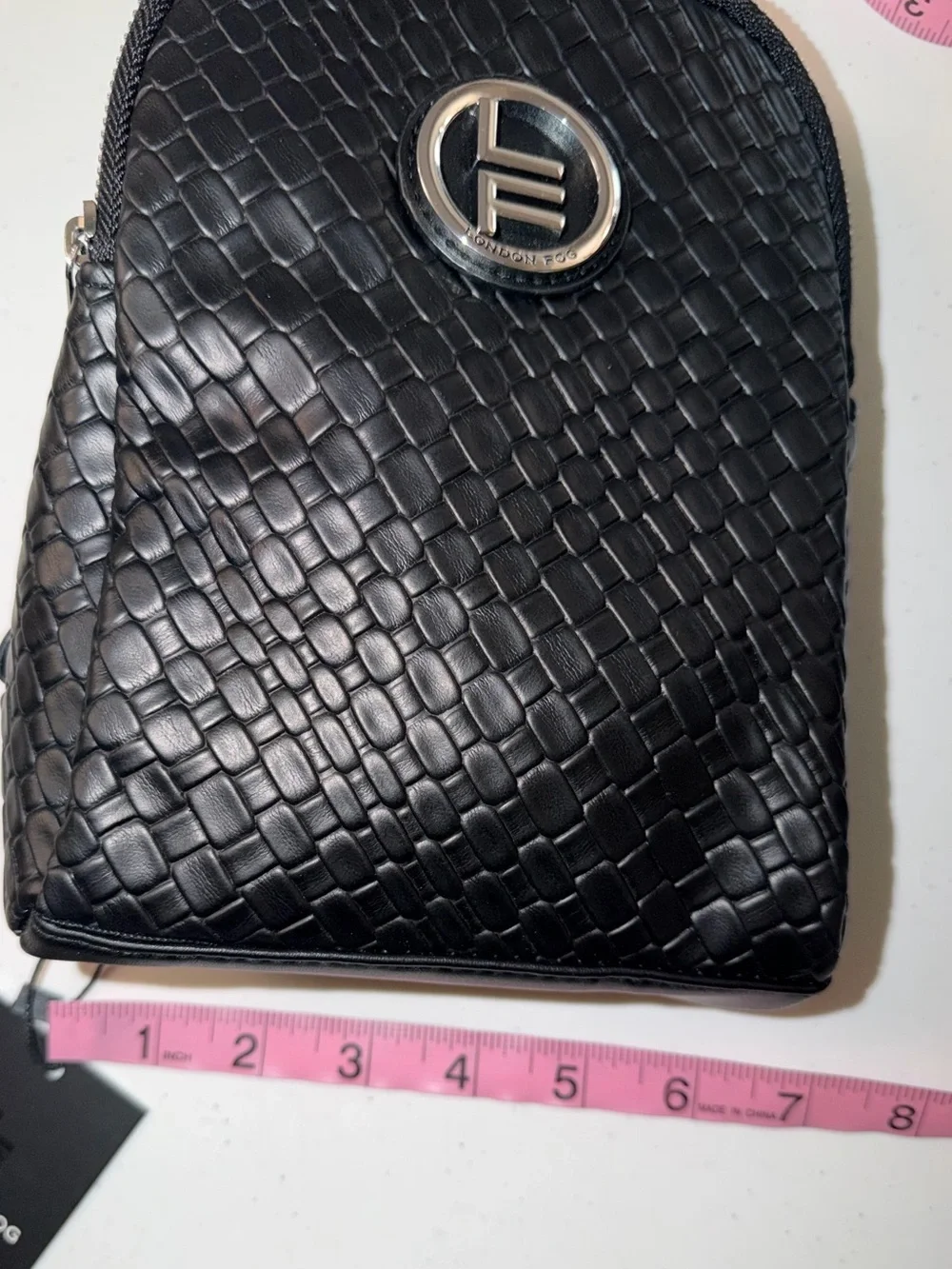 London Fog Black Textured Crossbody Pouch